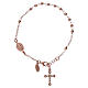 Bracciale rosario AMEN croce charm pavè arg 925 fin. Rosè s2