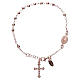 Bransoletka różaniec AMEN srebro 925 , krzyż charm pave, Rose s1