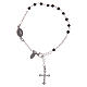 Pulsera rosario AMEN cruz charm cristales negros plata 925 Rodio s1