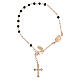 Bracciale rosario AMEN croce charm pavè crist ner arg 925 Rosè s1