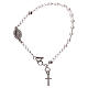 Pulsera rosario AMEN cruz charm perlas milagrosa plata Rodio s1