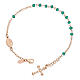 Bracelet chapelet AMEN croix charm pavé cristaux verts arg rosé s1