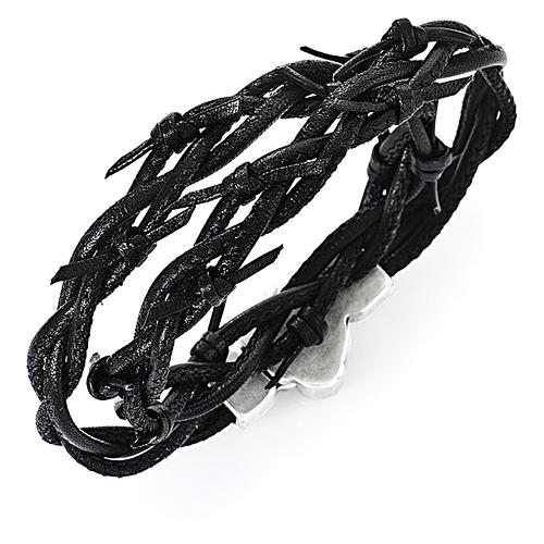 Bracciale AMEN Passione di Cristo pelle intrecciata Nero 1