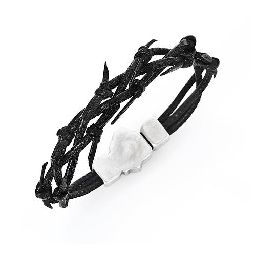 Bracelet AMEN Passion black braided leather 1