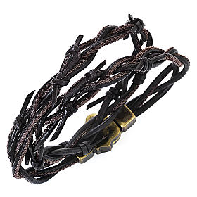 Pulseiras AMEN: Pulseira AMEN paixão de Cristo couro entrelaçado castanho