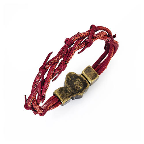 Bracelet AMEN Passion cuir tressé rouge 1