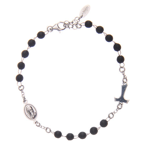 Bracelet AMEN Tau Rosary silver 925 black wood 1