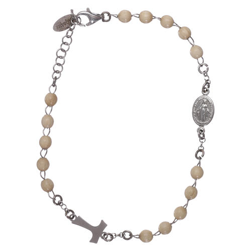 Bracelet AMEN Tau Rosary silver 925 wood 1