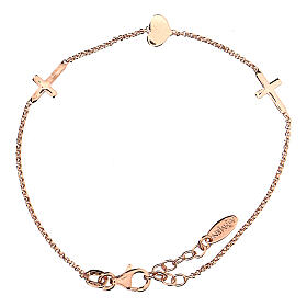 Pulseiras AMEN: Pulseira AMEN cruzes e coração prata 925 acab. rosê