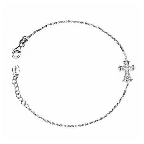 Bracciale AMEN Croce punta argento 925 zirconi fin. Rodio 1