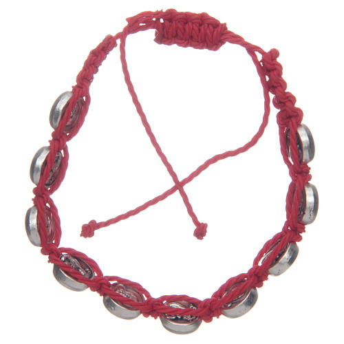 Bracciale AMEN Shamballa Padre Pio e Madonna delle Grazie fin. Rosso 2