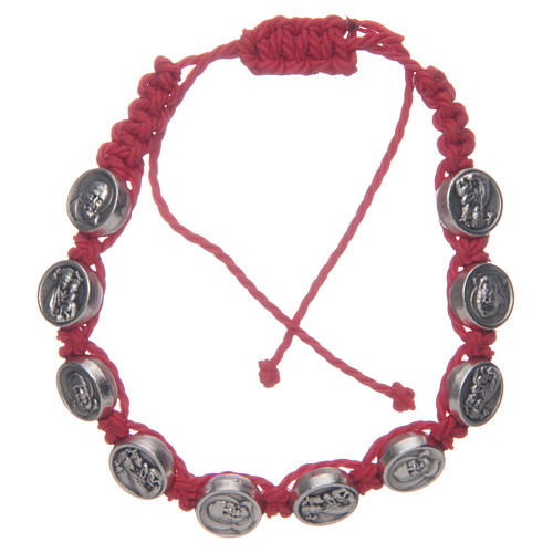 Bracelet AMEN Shamballa Padre Pio and Our Lady of Graces, red 1