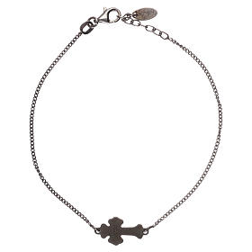 Bracelet AMEN silver 925 gray mother-of-pearl cross, black Rhodium finish