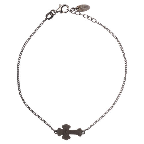 Bracelet AMEN silver 925 gray mother-of-pearl cross, black Rhodium finish 2