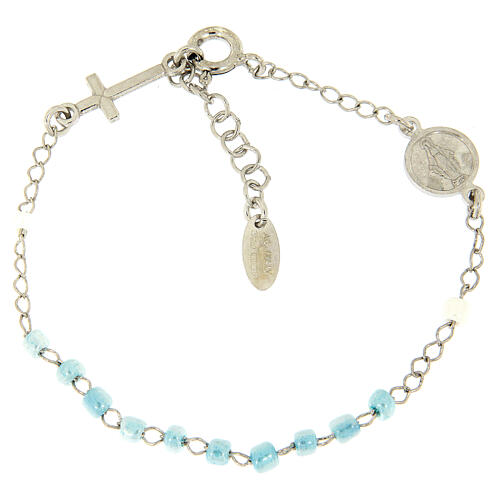 Bracelet chapelet AMEN Junior perles verre bleu argent 925 1