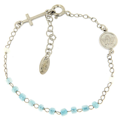 Bracelet Rosary AMEN Junior blue glass pearls, silver 925 2