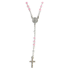Rosary Necklace AMEN Junior pink glass pearls & silver 925
