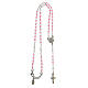 Rosary Necklace AMEN Junior pink glass pearls & silver 925 s4