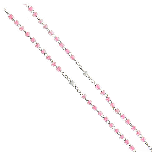 Collar rosario AMEN Junior perlas de vidrio rosa plata 925 3