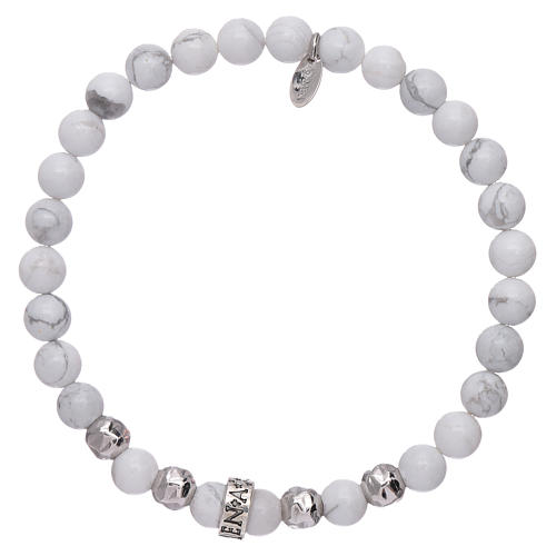 Bracelet AMEN en argent 925 perles howlite blanche 5 mm 1