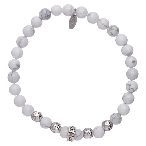 AMEN 925 sterling silver bracelet with white 5 mm halite beads 2