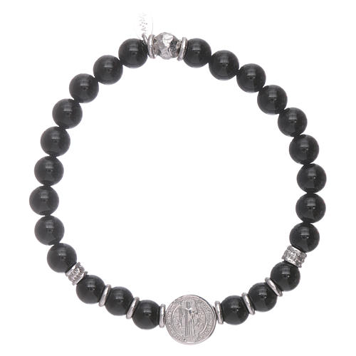 AMEN 925 sterling silver Saint Benedict bracelet with onyx beads for men 2