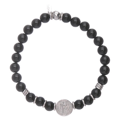 Bracciale AMEN argento 925 San Benedetto e perline onice uomo 2