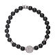 Bracciale AMEN argento 925 San Benedetto e perline onice uomo s2