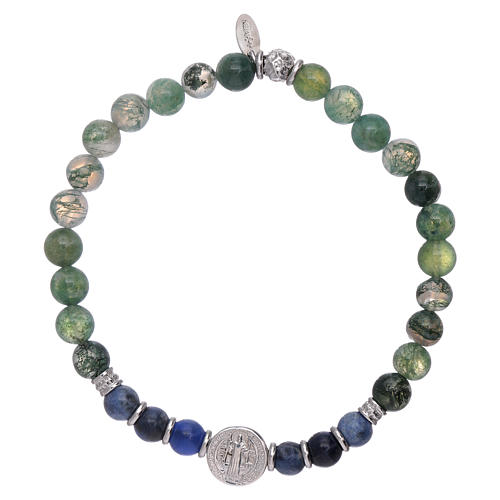 Pulseira AMEN para homem contas ónix e São Bento prata 925 2