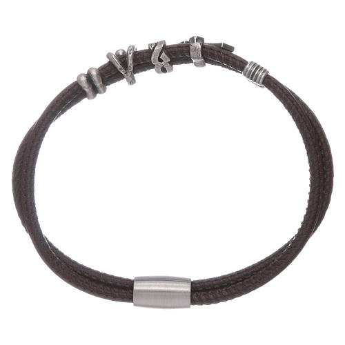 Armband AMEN Leder mit Charms aus Bronze und Zirkonen 2