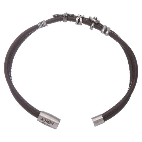 Armband AMEN Leder mit Charms aus Bronze und Zirkonen 3