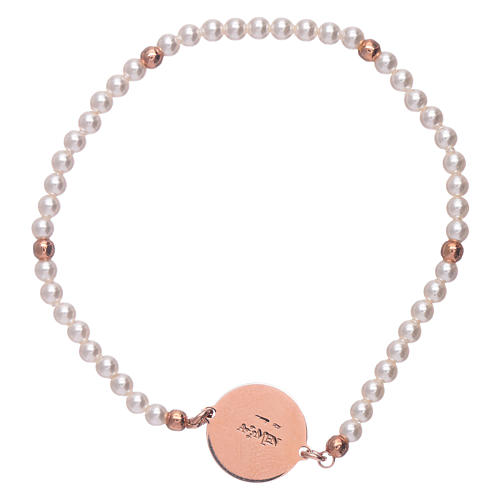 AMEN 925 sterling silver bracelet with a rosè mother of pearl cross medalet 2