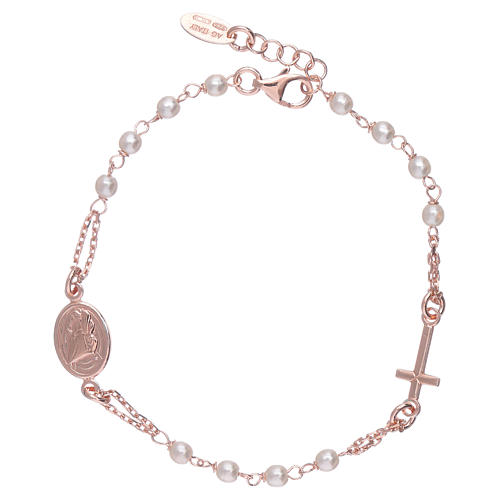 Pulsera AMEN rosario Jubileo perlas strass plata 925 rosada 2