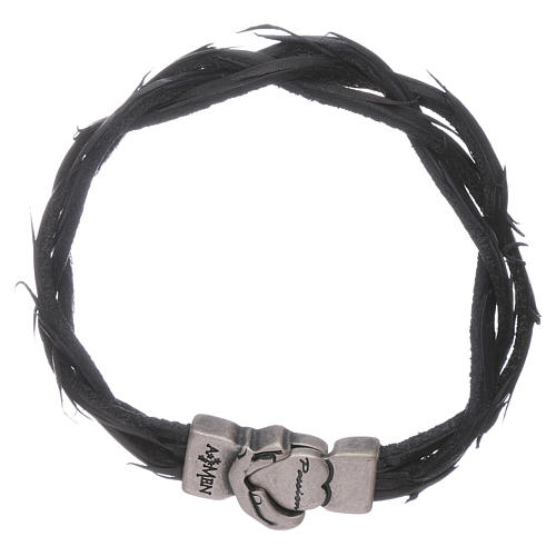 Bransoletka AMEN symbol Pasji i skóra spleciona czarna 1