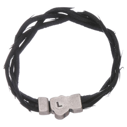 AMEN black woven leather Passion symbol bracelet 2