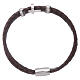 AMEN brown woven leather bracelet with inserts and zirconate cross s2