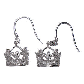 Earrings AMEN pendant in 925 sterling silver crown shape with white zircons