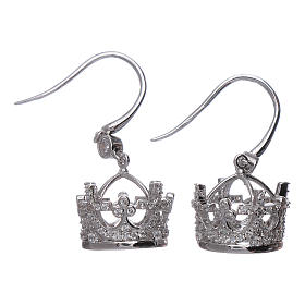Earrings AMEN pendant in 925 sterling silver crown shape with white zircons