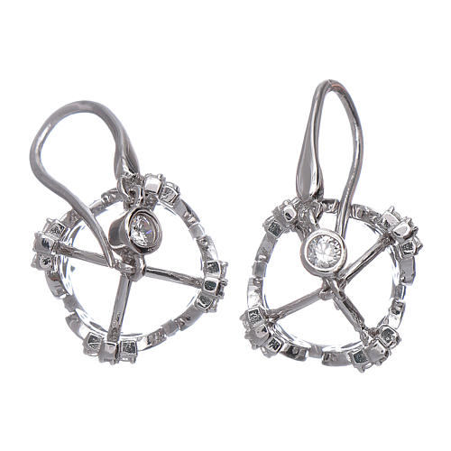 Earrings AMEN pendant in 925 sterling silver crown shape with crosses, hearts and white zircons 3