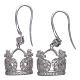 Earrings AMEN pendant in 925 sterling silver crown shape with crosses, hearts and white zircons s2