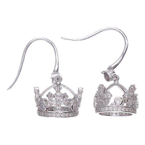 Boucles pendentifs AMEN avec couronne argent 925 zircons blancs 1