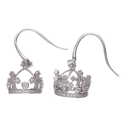 Boucles pendentifs AMEN avec couronne argent 925 zircons blancs 2