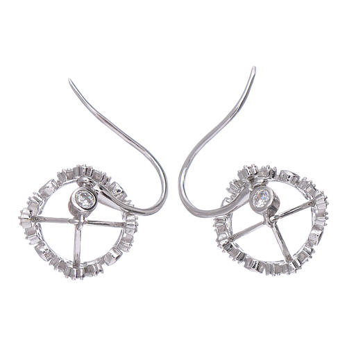 Earrings AMEN pendant in 925 sterling silver crown shape with clover cross and white zircons 3