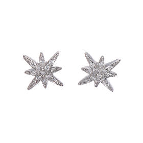 Boucles AMEN forme rose des vents arg. 925 rhodié et zircons blancs