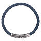 Bracciale AMEN in pelle blu intrecciata Pater Noster in bronzo s1