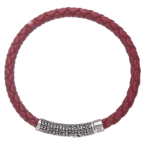 AMEN burgundy leather bracelet and bronze Our Father insert 2
