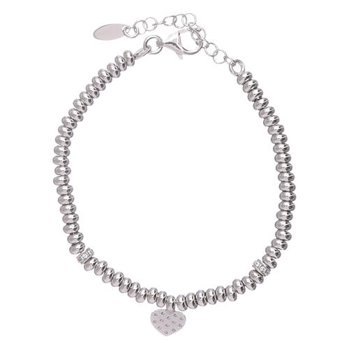AMEN 925 sterling silver bracelet finished in rhodium and zirconate heart 2