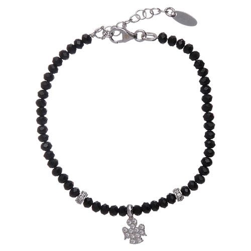 AMEN 925 sterling silver bracelet with black crystals and zircon angel 1