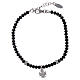 Pulsera Amen plata 925 cristales negros y angelito de zircones s1