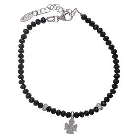 AMEN 925 sterling silver bracelet with black crystals and zircon angel